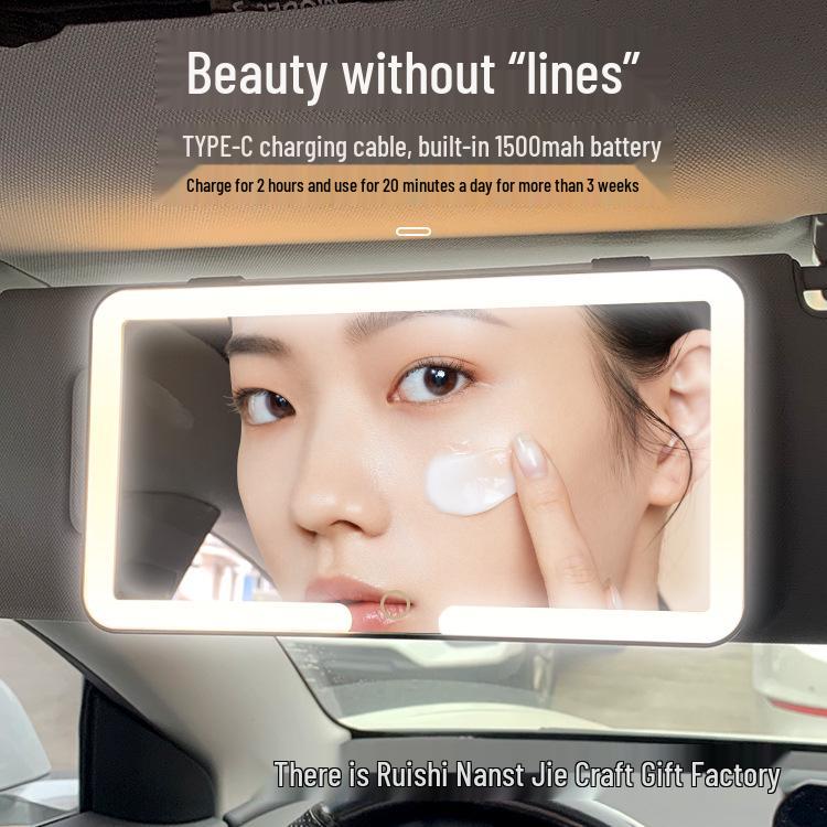 LED Touch Car Sun Visor Vanity Mirror: HD Makeup Mirror for Passenger Side