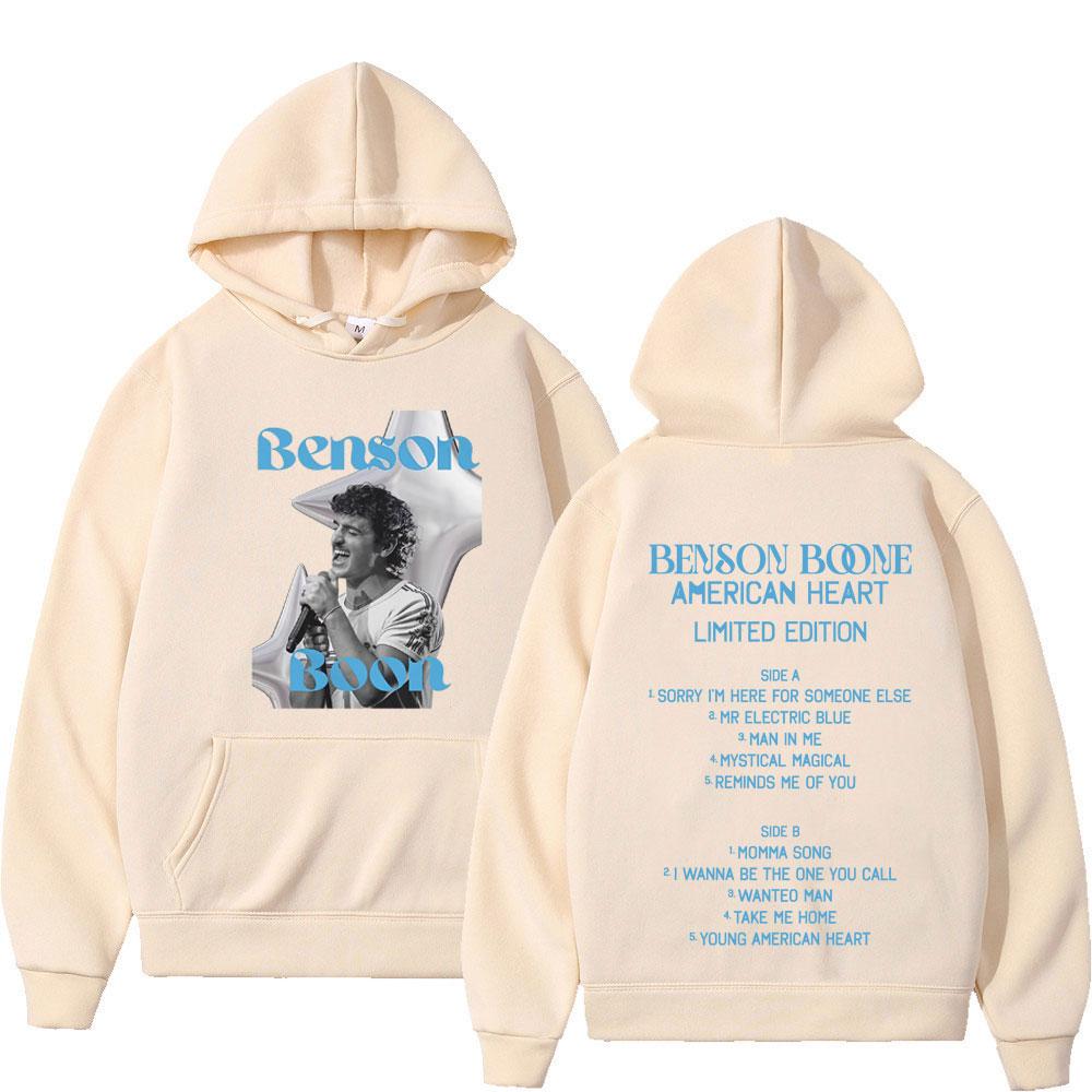 Benson Boone American Heart Album 2025 Print Hoodie Men Women Fashion Pullover Autumn and Winter Hip-hop Casual Thick Sportswear