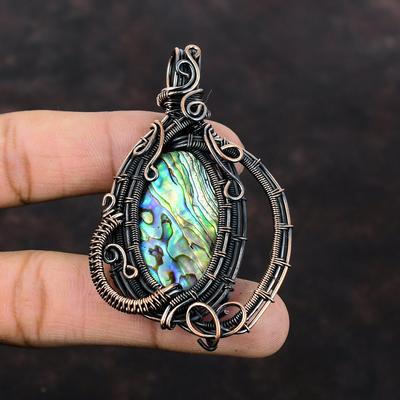 Abalone Shell Pendant Copper Wire Wrapped Jewelry Handmade Decent Pendant Gemstone Pendant Abalone Shell Jewelry Copper Jewelry Gift For Mom