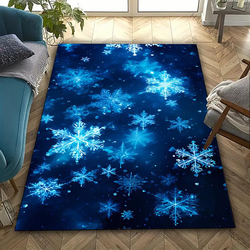 3D HD Printing Snowflake Printed Carpet,Rug for Living Room Bedroom, Office Large Areas,Durable Machine Washable Mat Nice Gifts