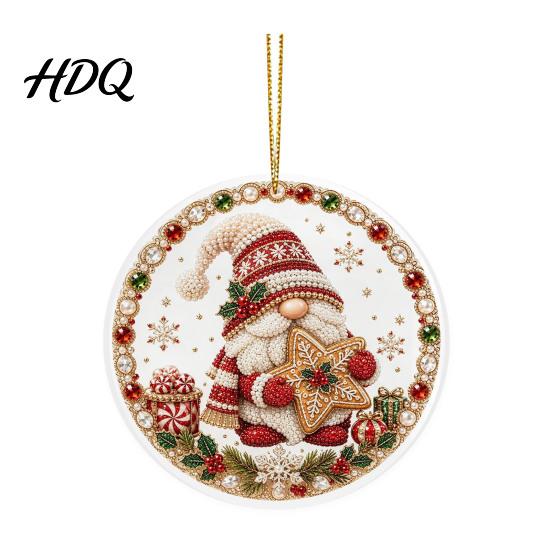 Festive Tree Hanging Christmas Acrylic Ornament 2D Flat Double Side Printed Thoughtful Gifts for Friends Santa Snowman Pendant Window Holiday Decor