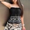 VONDA Summer Women Off Shoulder Strapless Print Tank Tops