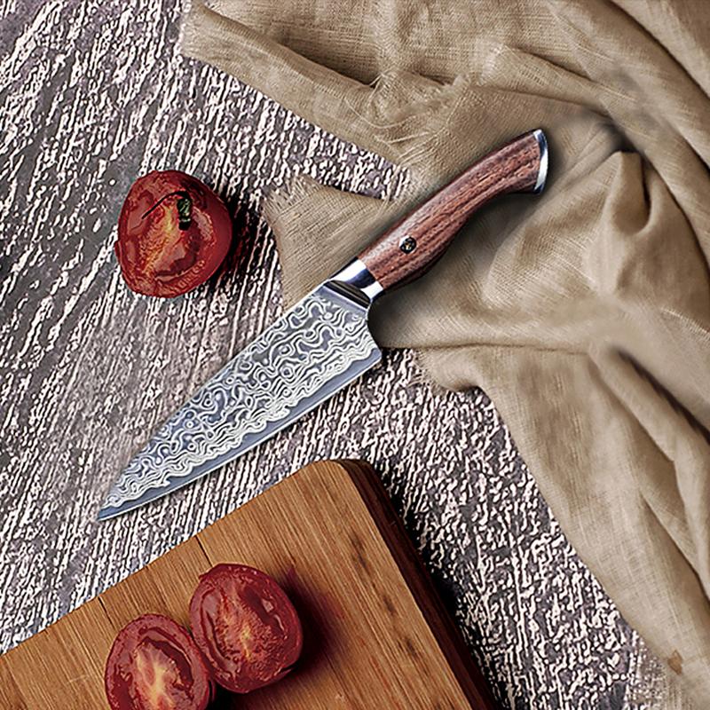 3.5 Inch Paring Knife 67-layers Damascus VG-10 Steel Blade Barbecue Peeling Fruit Kitchen Knives Rosewood Handle Cooking Tools