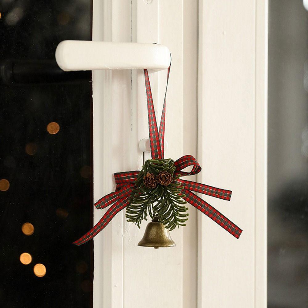 Bronze Pinecone Bell Pendant Retro Christmas Tree Hanging Bells Garden Decor