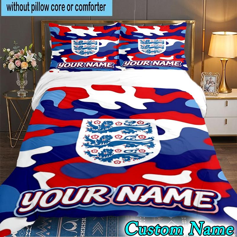 Custom Name England National Football Team 3PCS Bedding Set For Bedroom Dormitory,Including 1pc Duvet Cover And 2pcs Pillowcases Large size Fan gift