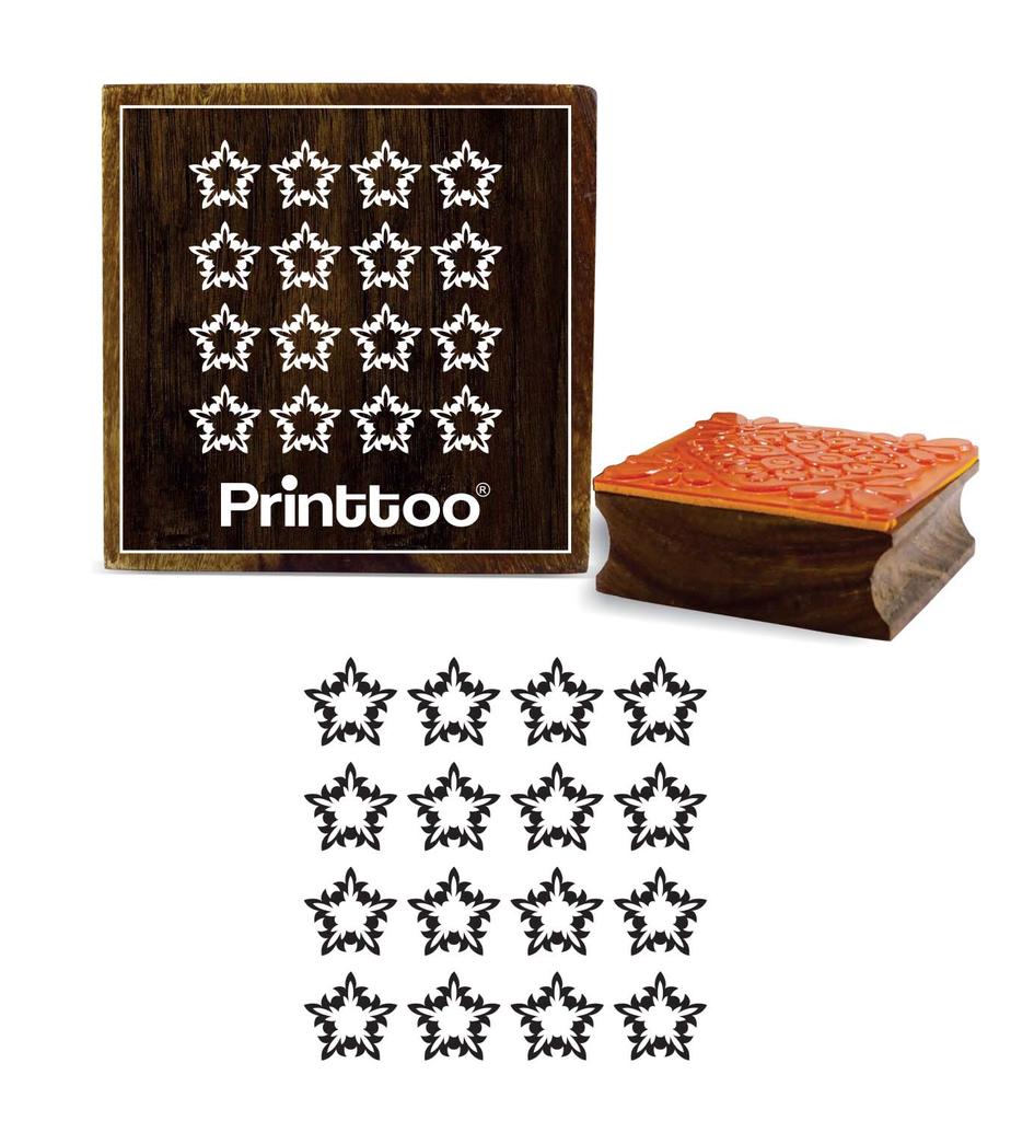 Printtoo Designer Star Pattern Square Crafting Wooden Rubber Stamps Scrap-booking-2 X 2