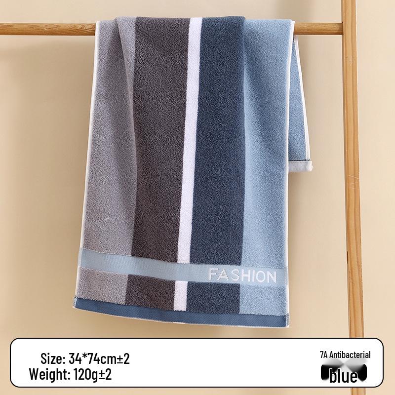 Thick, Absorbent Striped Cotton Face Towel - Soft Yarn-Dyed Design for Adults