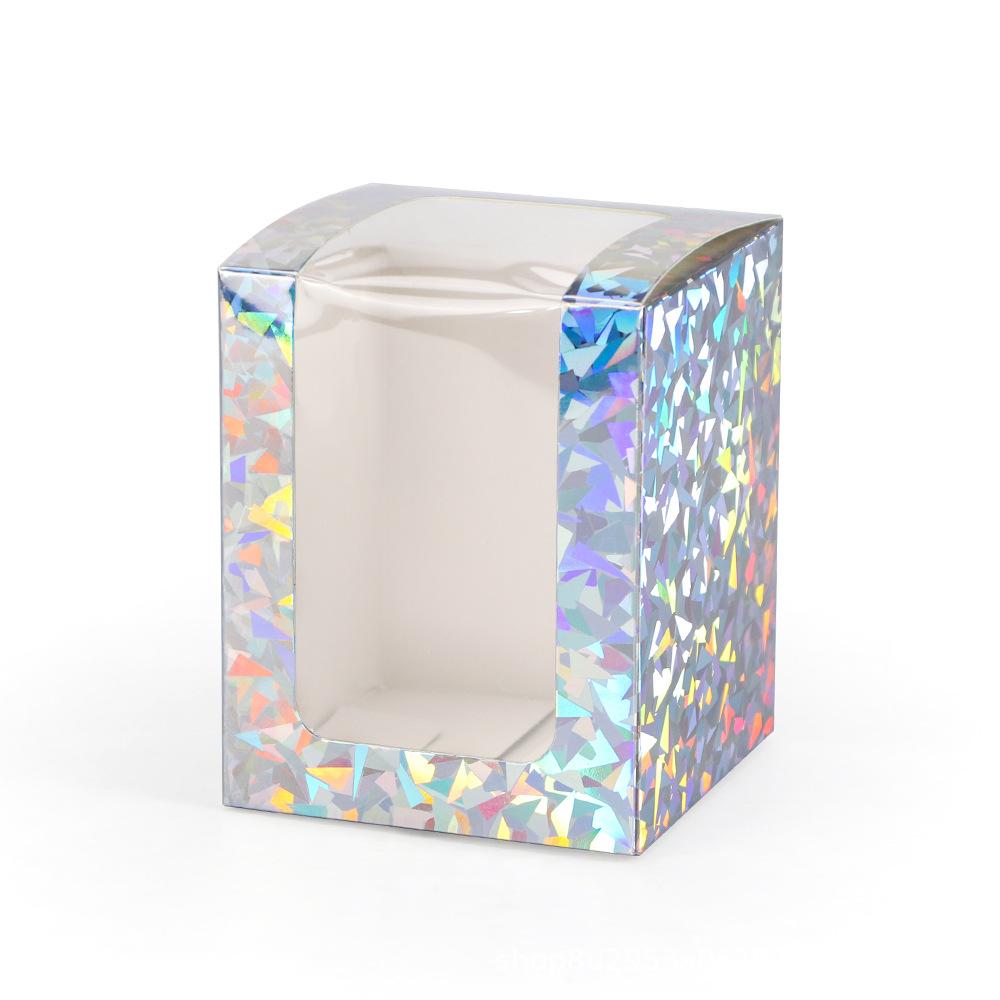 WTEMPO 10PCS Transparent Window Laser Paper Boxes Small Mug Glass Cups Aromatherapy Model Packaging Boxes, Perfect for Birthday Wedding Gift Boxes