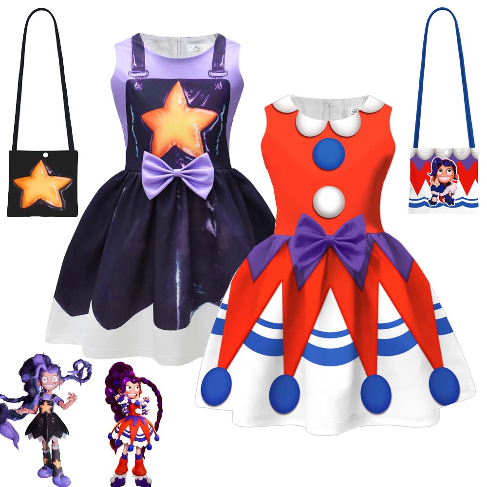 Girls Lily Cosplay Bow Dress With Free Mask Summer Outfits For Kids Halloween Carnival Party Costume Beautiful Princess Dress