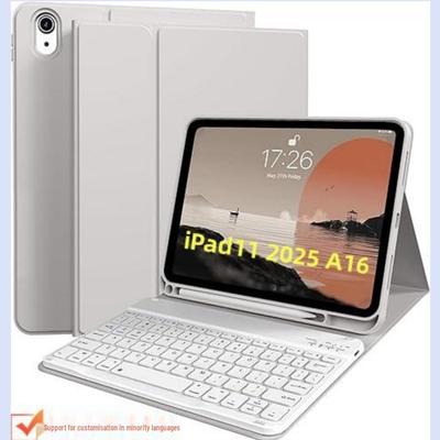 2025 Magická Bluetooth klávesnice a silikonové pouzdro pro iPad 11/Air11 - A16 Magnetická odnímatelná kožená klávesnice.