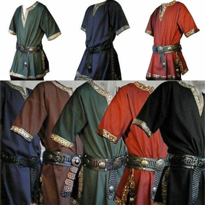 Medieval Renaissance Tunic Top Shirt Viking Norseman Saxon Men Cosplay Costume
