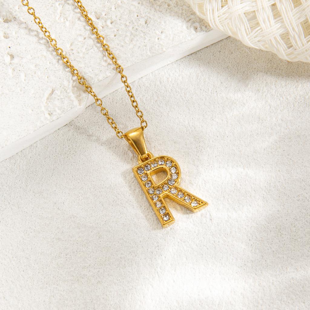 1pc Fashion Shining A-Z Letter Pendant Charm Necklace 26 Initial Alphabet Name Clavicle Chain Party Valentine's Day Jewelry Gift