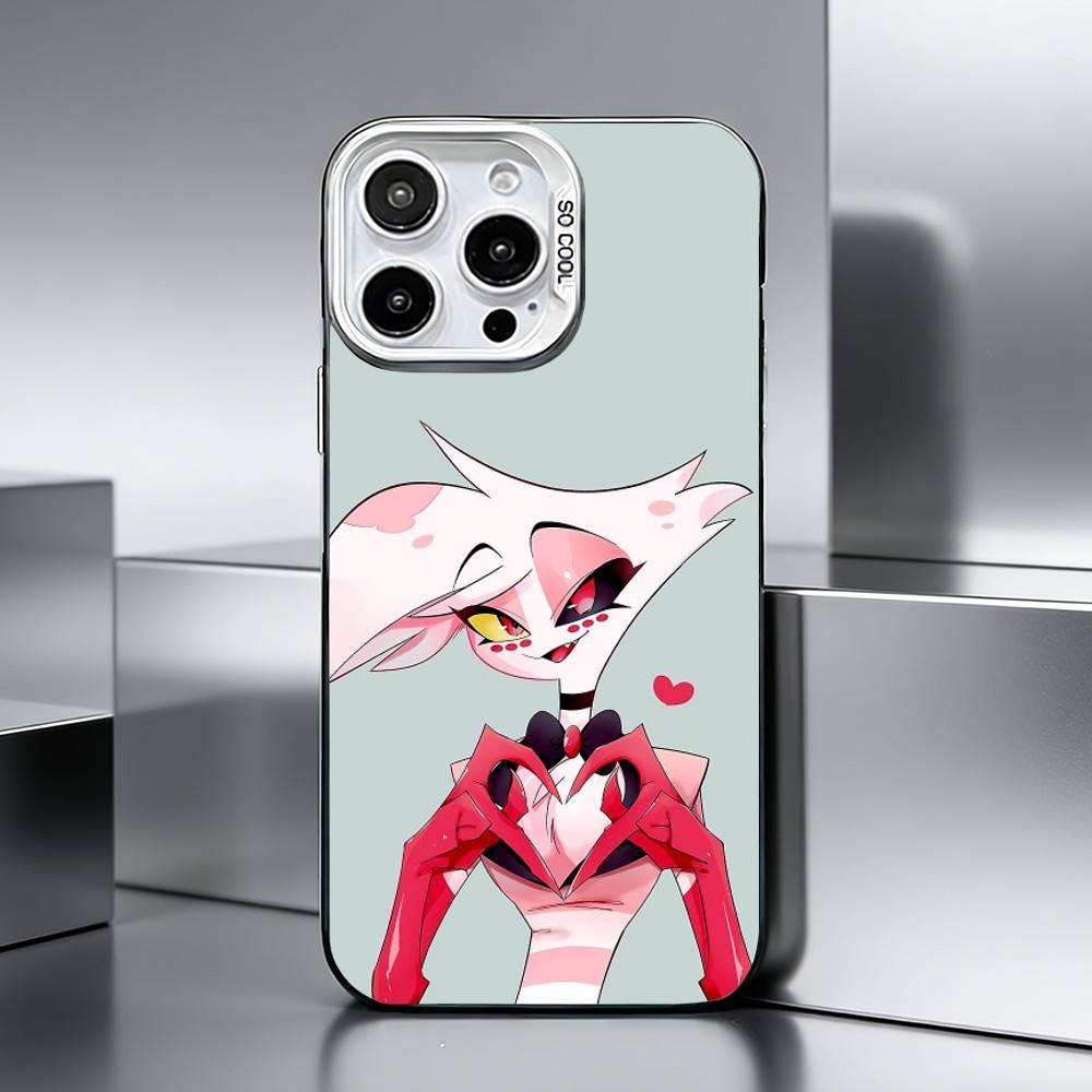 A-Angel D-DustS H-Hazbin Custodia per Telefono per iPhone 17,16,15,14,13,12,11 Plus,Pro Max,XS,Custodia per telefono argentata colorata