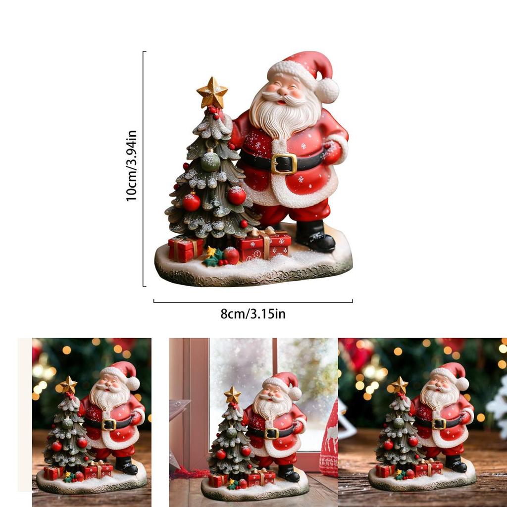 Halloween Resin Figurine Santa Claus And Christmas Tree Home Decor Gift For Holiday Festivities