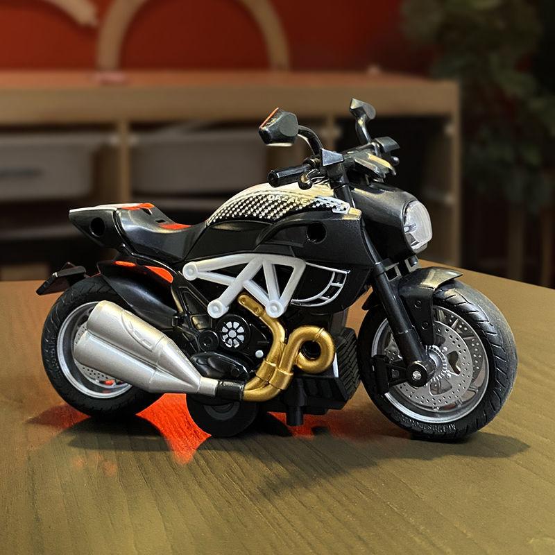 Non-Toxic 1/14 Motorcycle Toys Simulation Alloy Car Model With Sound And Light Pull Back Toy Car Toys Hobbies Modeling Die Cast Vehicles
