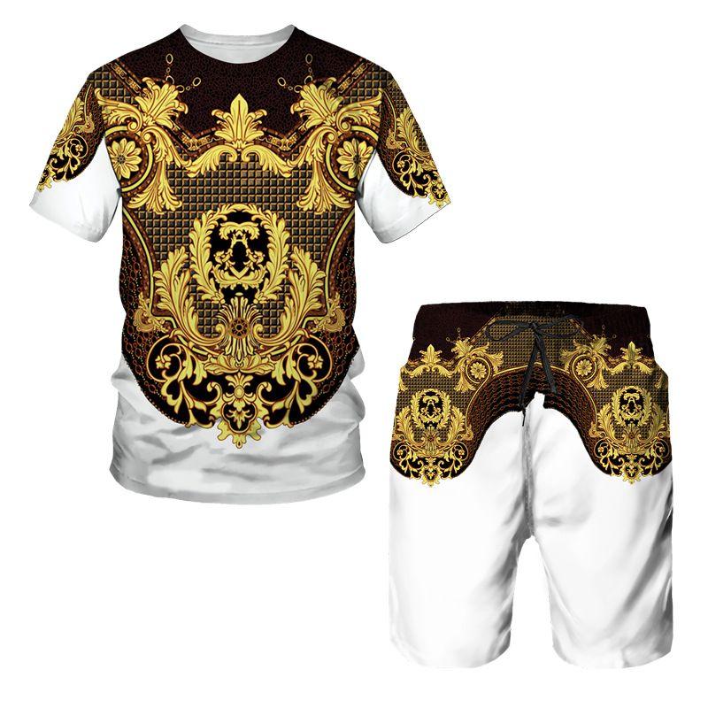 2025 Sommermode T-Shirt Set Tägliche Outdoor-Strandshorts Herren Kurzarm T-Shirt und Shorts Set Sommer 3D Gedruckt