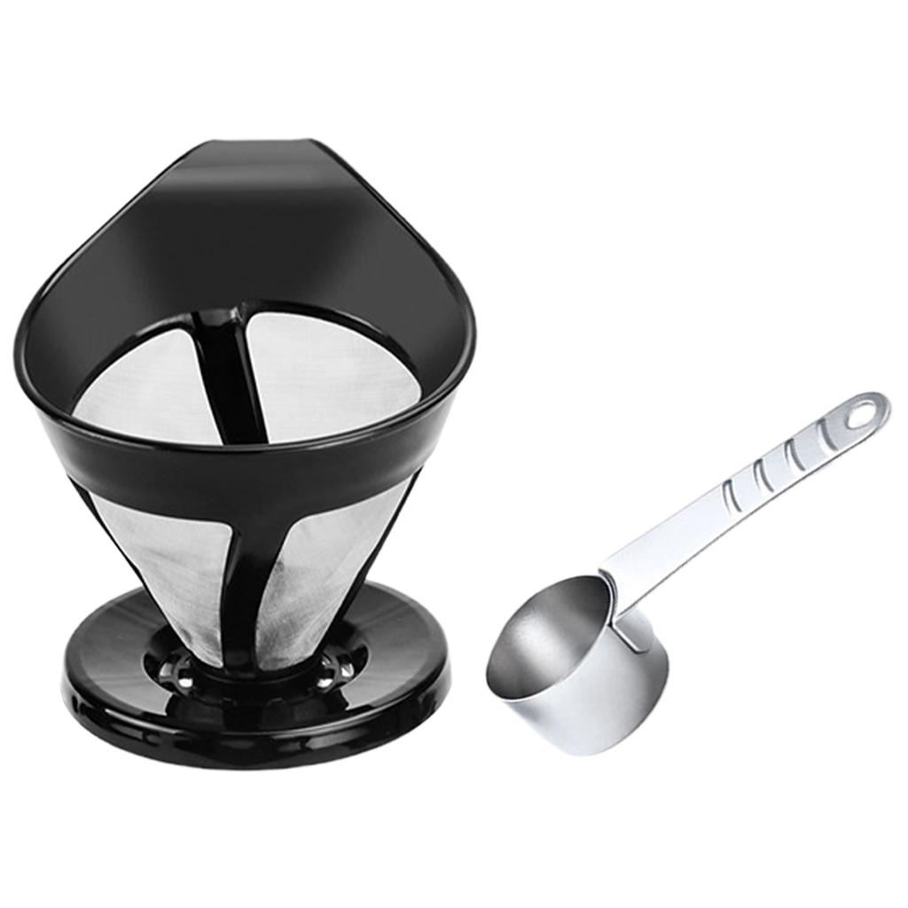Stainless Steel Coffee Filter Set with HLB18 Measuring Spoon Meshs Filter Funnel Coffee Funnel Suitable for Coffee