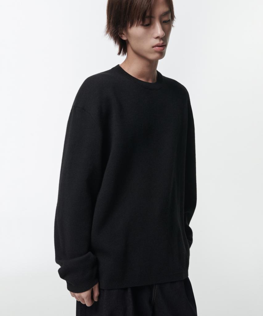 Musinsa Standard Minimal Oversized Crew Neck Knit [Black]