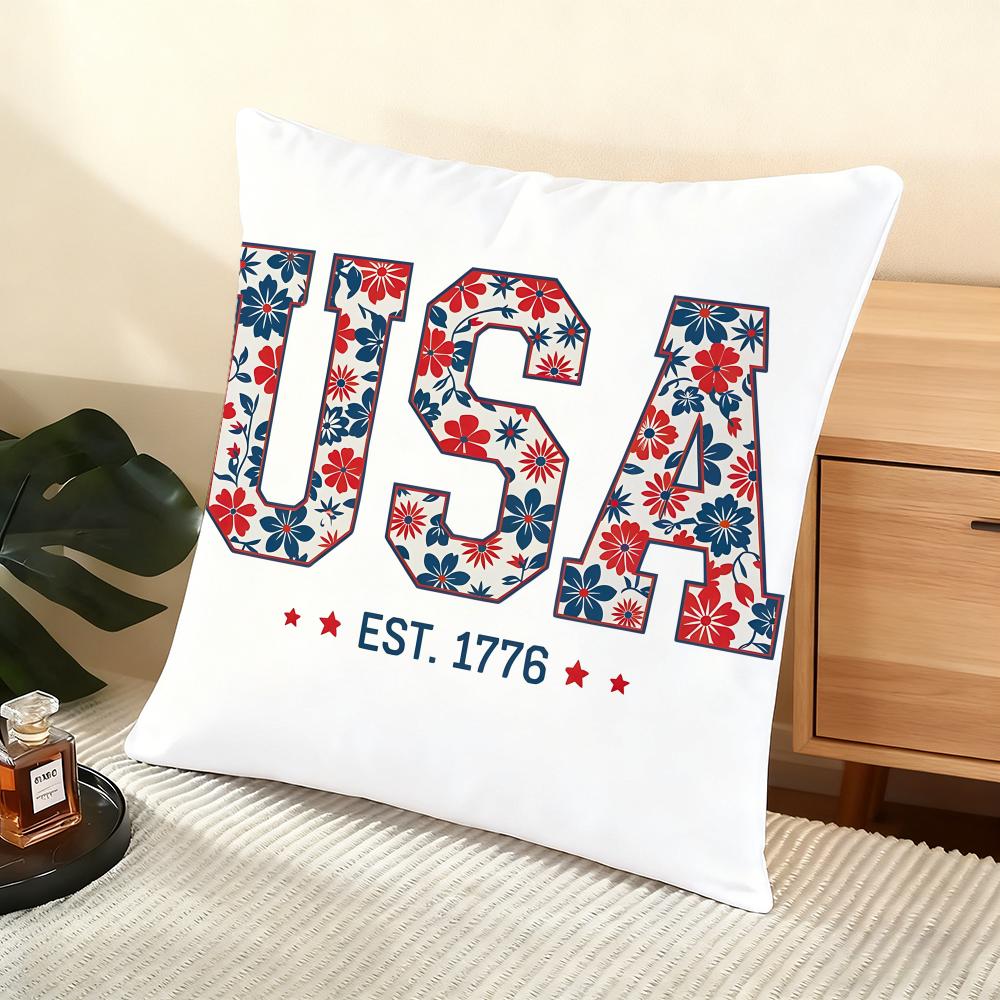 250Th Anniversary Of The Usa Cushion Cover Soft Short Plush Pillow Cover Smooth Cozy Texture Aesthetic Cushion Case Home Decor
