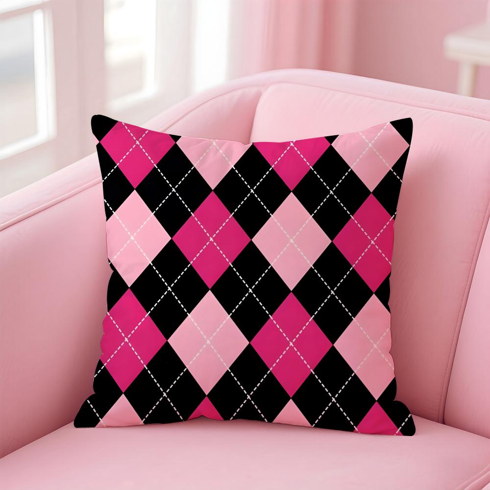 Colorful checkered pattern Cushion Cover Pillow Case Soft Skin Friendly Fabric Comfort Concealed Zipper
