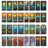 Colorful Retro Floral & Bird Static Cling Window Film - No Glue, Removable