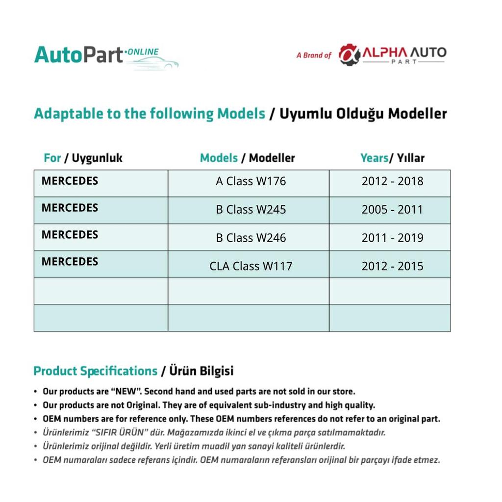 Dakkofferdeksel voor Mercedes A-klasse W176, B-klasse W246