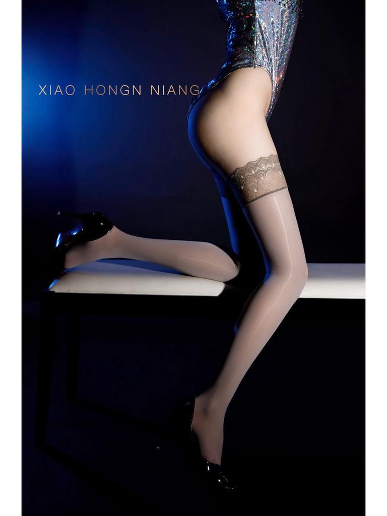 Silky 480-Needle Lace-Top Shiny Stockings - Women's Large, Thin & Sexy High Socks
