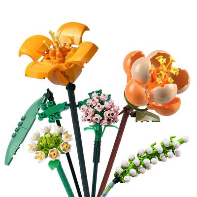 Mini Block Barnleksaker Byggklossar Blommor Pussel Krukväxter Flickor Gåva Heminredning (1657-1659(Med låda))