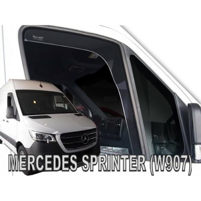 J& Air Deflectors;J Automotive Mercedes Sprinter W907, Smoked, Reinforced Acrylic, Easy Installation