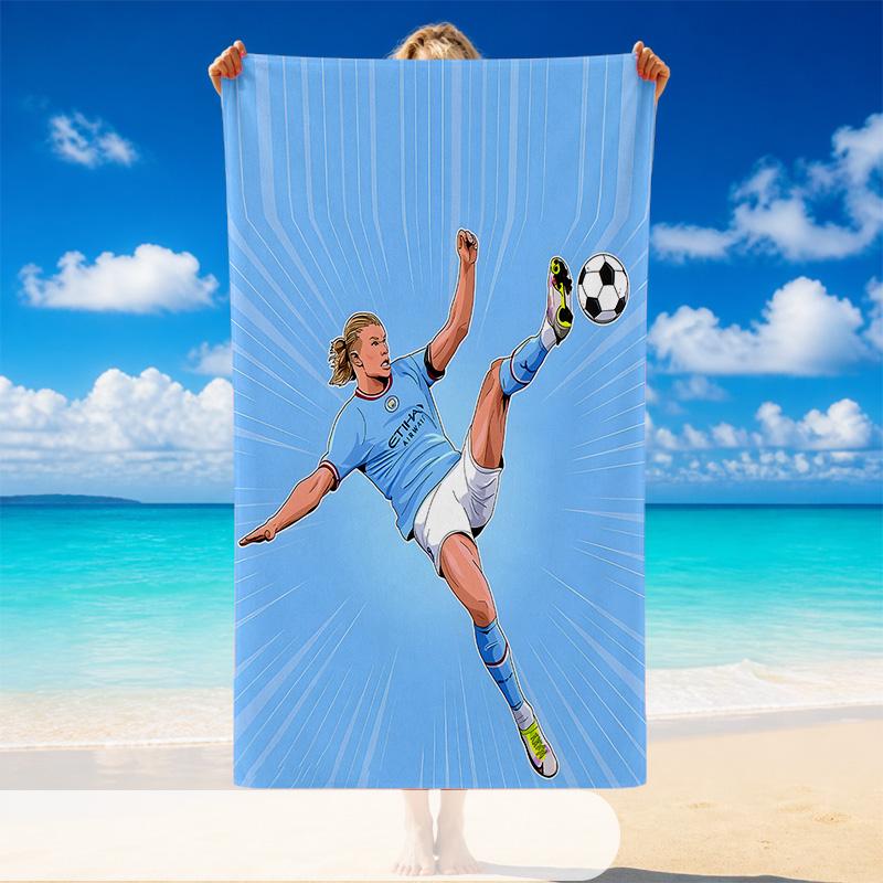 Quick Dry Beach Towel Erling Haaland Pattern, Lightweight Absorbent Towel for Pool Beach Vacation Use