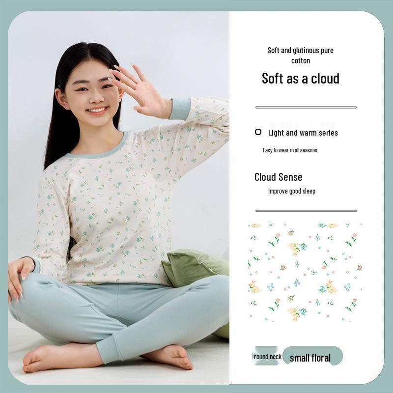 Termounderställ för barn: Bomullsunderställspyjamas för pojkar och flickor för höst och vinter