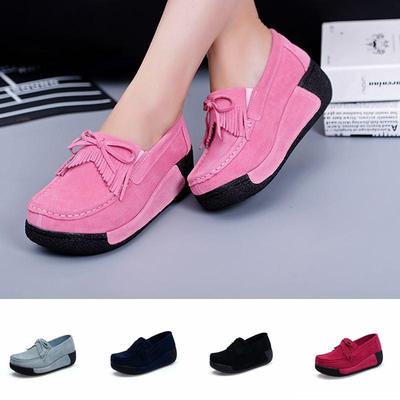 Scarpe casual da donna estive Mocassini con plateau slip-on in pelle scamosciata