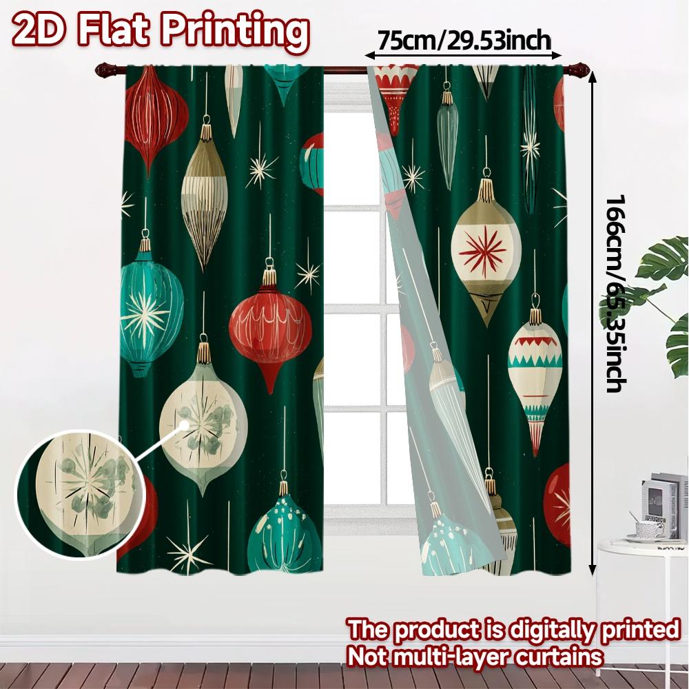 2D Flat Printing  JIT 2pcs   Curtains (Without Rod) Festive Ornaments Chic Creative Curtains Versatile 100% Polyester Curtains Art