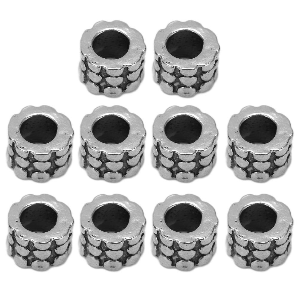 10 Pcs DIY Paracord Knife Lanyard Silver Decorative Lanyard Beads Durable Paracord Beads  Outdoor