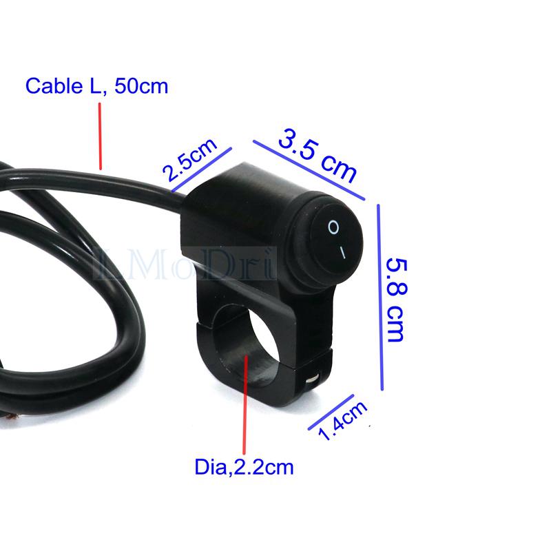 LMODRI 12v Motorcycle CNC Aluminium Alloy Switches 7/8" 22mm Handlebar Headlight Switch Waterproof 2