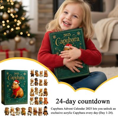 Christmas Advent Capybara 2D Acrylic Decoration 24 Days Holiday Capybara Ornament Countdown Calendar for Home Christmas Tree Car