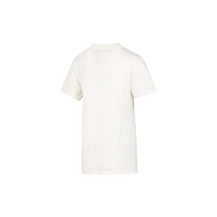 adidas T Shirts Women's Ecru Crew Neck Moderate Straight Fit HY2846