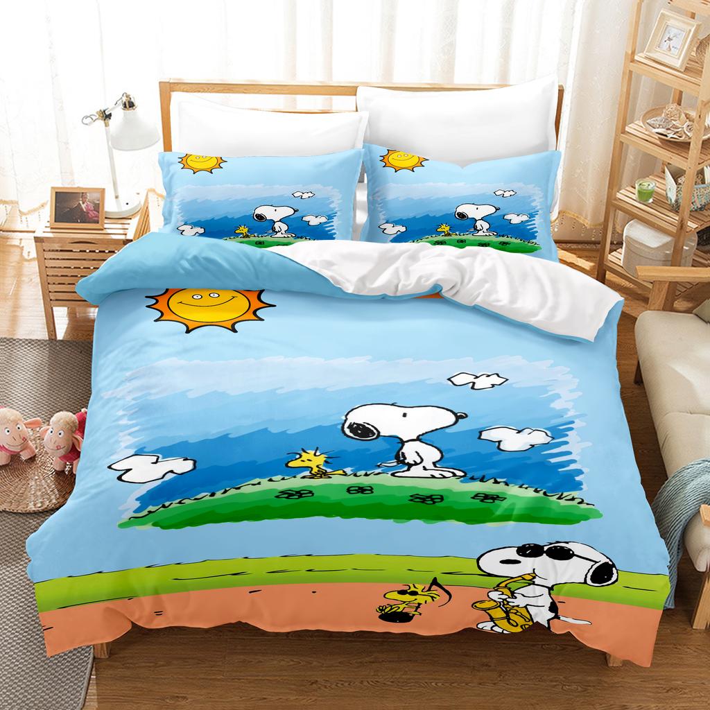 Snoopy Anime, Home Bedroom Comforte Nordic polyester material, suitable for children and adults, 3-piece set