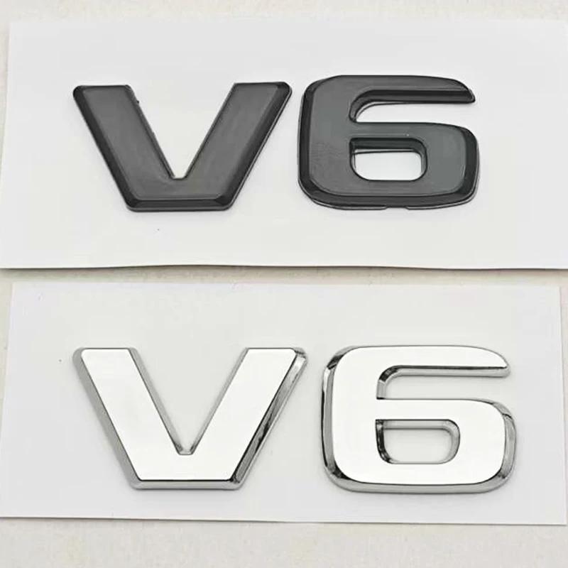 3D ABS Car Letters Logo V6 Badge Sticker Rear Trunk Emblem Decals For Mercedes Benz GLE ML SLK Class W204 C280 Auto Accessories RV1