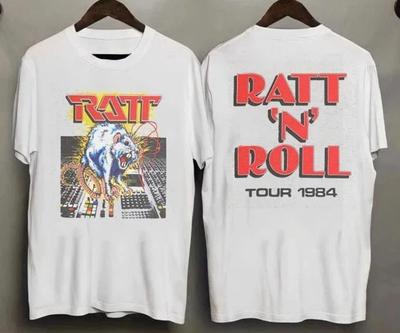 VTG 1984 Ratt N Roll Tour Out Of The Cellar Glam Metal 2 Sided 100% Cotton T-shirt Mens Tees Top