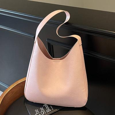 This Year, Minimalist Style Is Popular, Solid Color Soft Leather Underarm Tote Bag, Fashionable Large-capacity Casual Commuting Shoulder Bag for Women