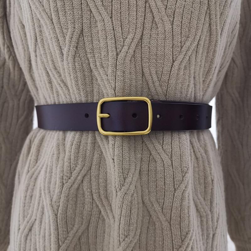 Style Pure Leather Belt For Women With Metal Pin Buckle For Jeans And Pants