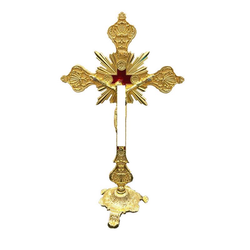 Retro Alloy Enamel Cross Desktop Ornament - DIY Jewelry Accessories Small White K Cross + Red Enamel