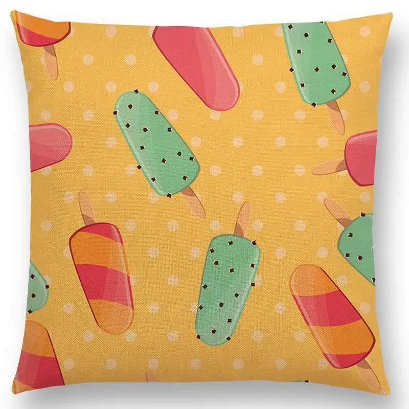 Colorful Prints Cushion Cover Chocolate Candy Donuts Pretty Ice Cream Pattern Color Party Sofa Throw Pillow Case Decor