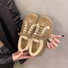 Women's Flat Cotton Boots Winter New Round Head Suede Front Lacing Soft Soles Non-slip Low-top Shoes