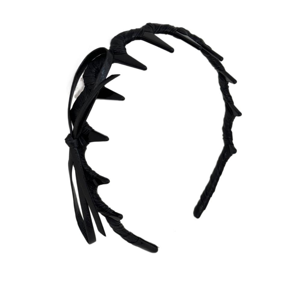 

Нескользящая повязка на голову с бантом, U-образная повязка для волос из ПУ кожи, милая волнистая резинка для волос, женские аксессуары для волос чёрный