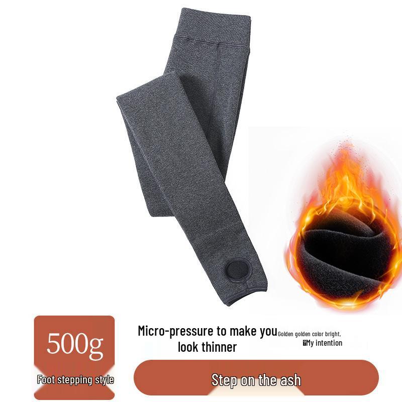 Women's Plus Velvet Thick Base Layer Pants: Leg-Slimming, Non-Slip, Warm Pantyhose for Spring & Fall, with Foot Coverage.