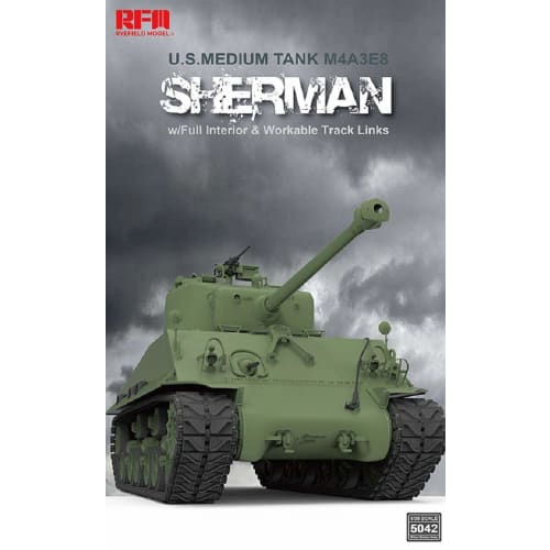 Ryefield Models 1/35 Scale US M4A3 76W HVSS Sherman Medium Tank with Working Tracks and Full Interior Plastic Model Kit RFM5042