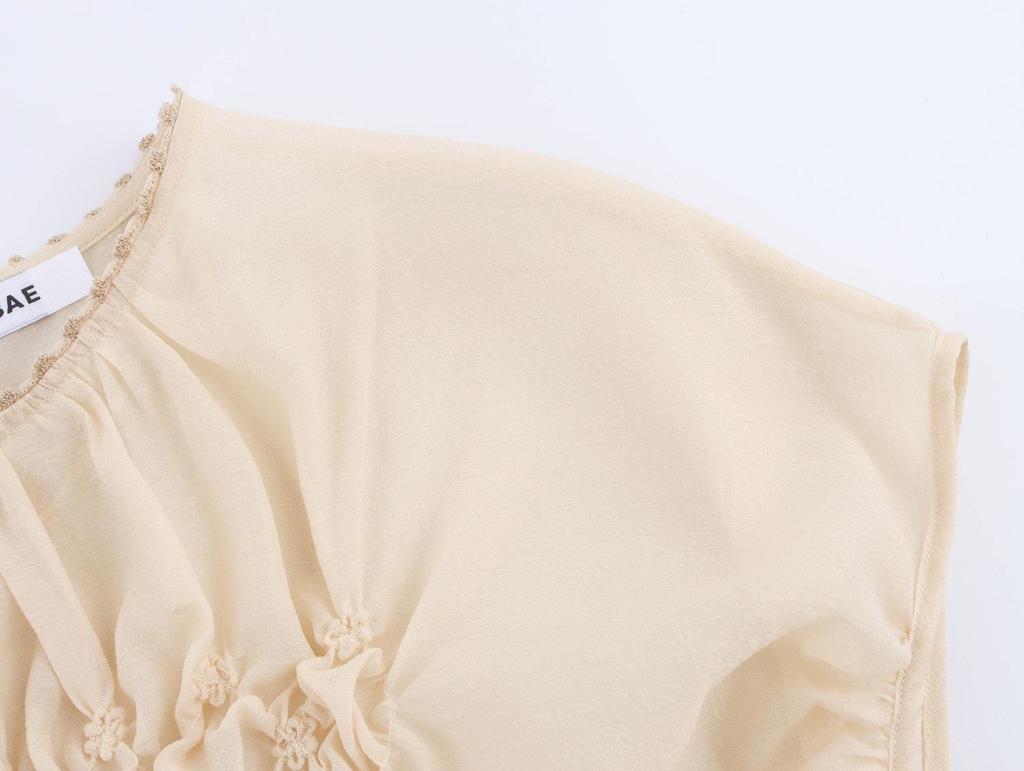 Spring 2025 Women's 3D Floral Embroidery Top - European & American Style Fashion