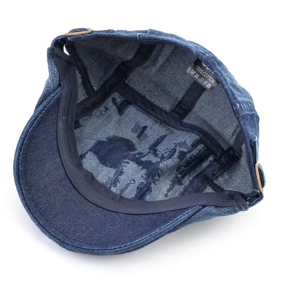 Vintage Peaked Cap Herre Utendørs Uformell Beret Hat Høst Justerbare Newsboy Caps Kvinner Britisk denim Boina Britiske kunstnerhatter